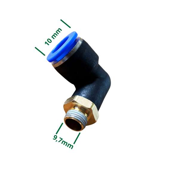 Connettore a L - filettatura da 9,7 mm, spina da 10 mm