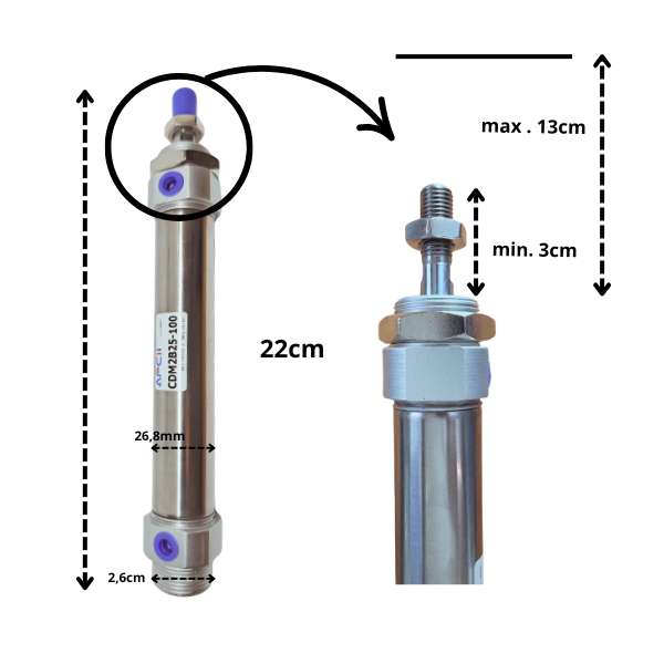 Vérin pneumatique CDM2B25-100 - dimensions