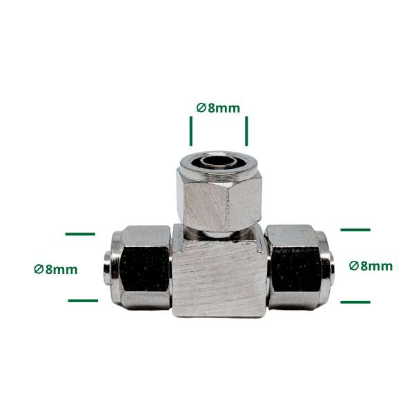 Raccordo a T in metallo 3x8mm – vista prodotto