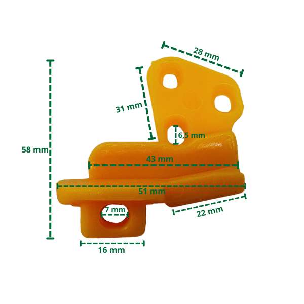Dimensiones de la tapa de pie de montaje tipo X