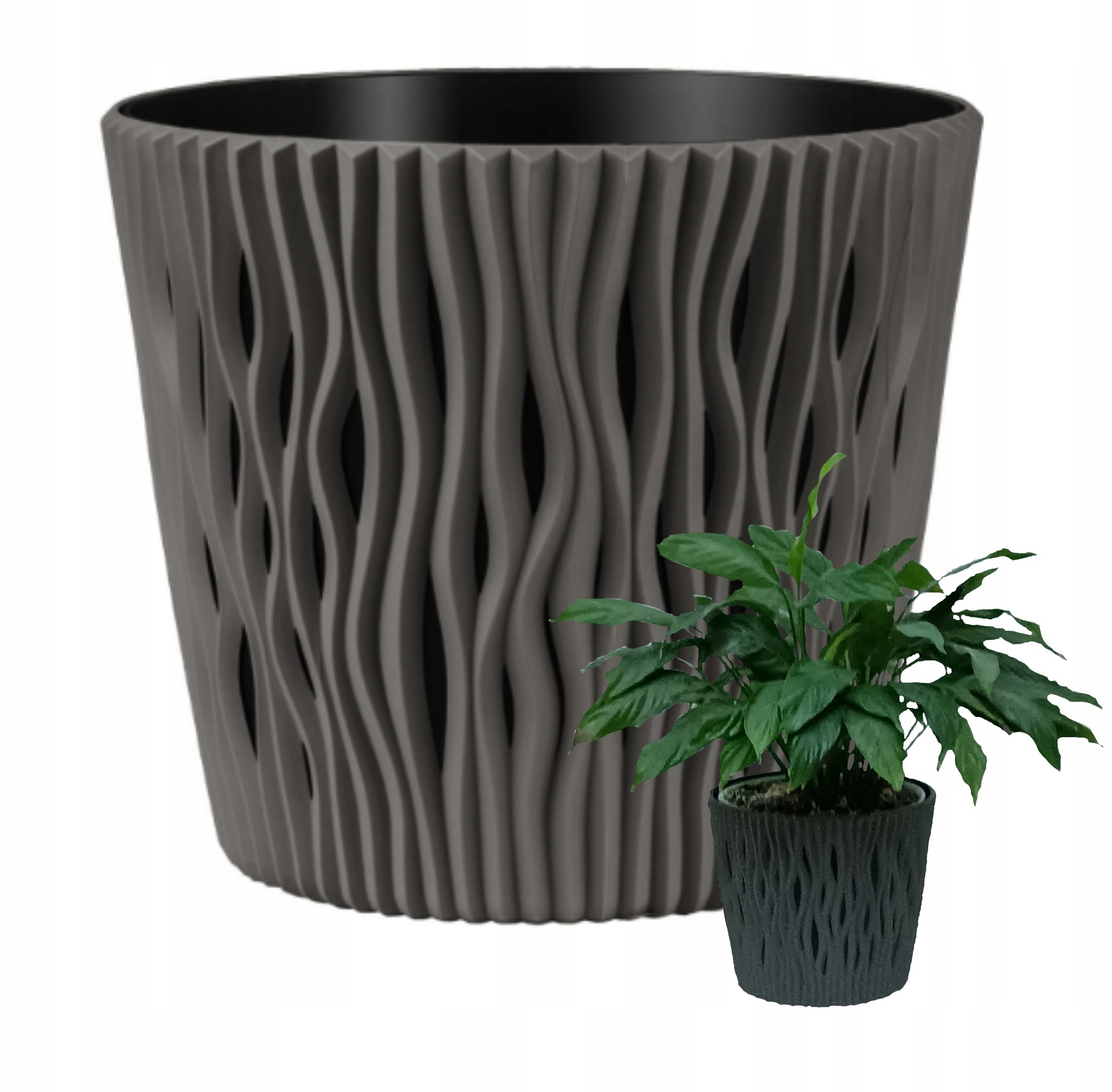 Prosperplast - Vaso Lofly in plastica color antracite 39x39x35,2 cm
