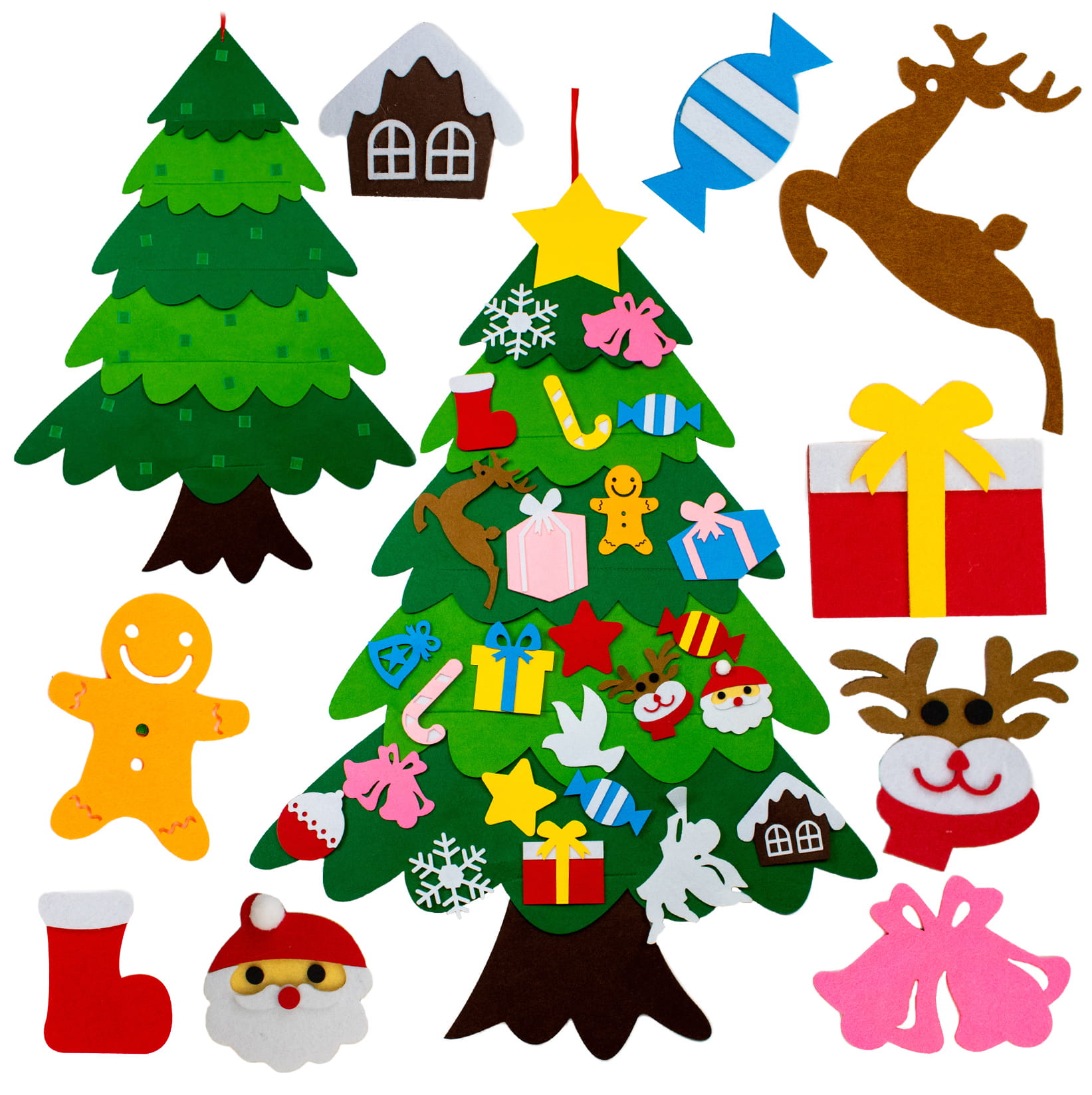 Árbol de Navidad de fieltro con adornos, juguete de regalo de