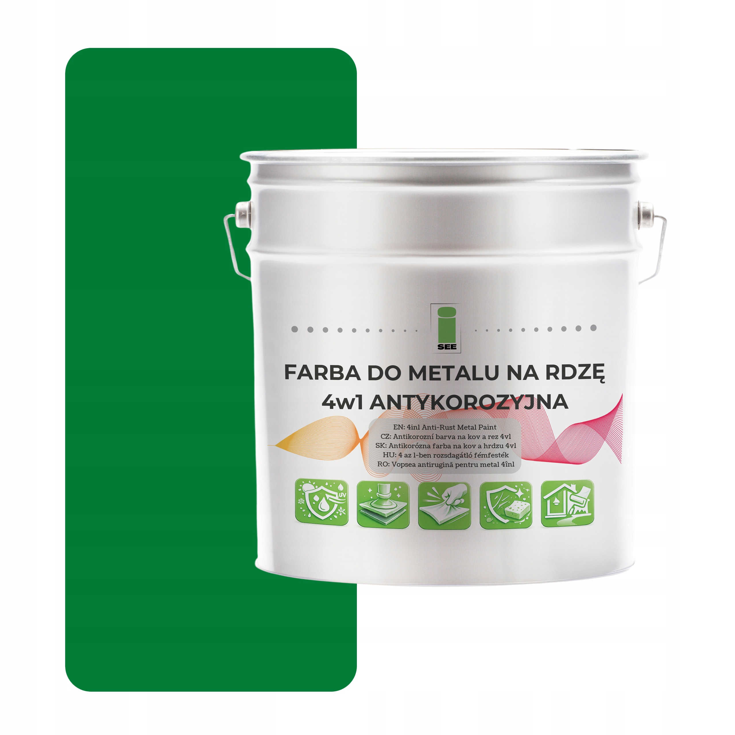 Peinture métal antirouille 4 en 1 verte RAL6010 I SEE acier galvanisé 2 ...