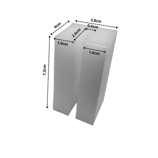 Guía para gato hidráulico 7,2 x 4 x 3,8 cm - vista del producto con dimensiones