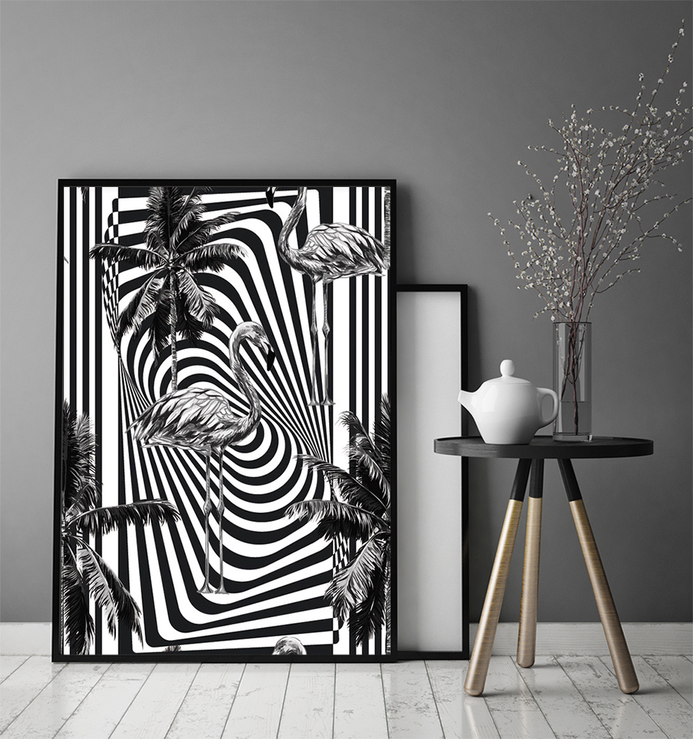 Bild Poster im Rahmen 33x43 cm Flamingos P1741