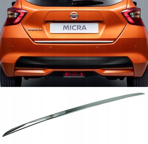 Installation einer Chromleiste auf dem Kofferraumdeckel eines Nissan MICRA 2017