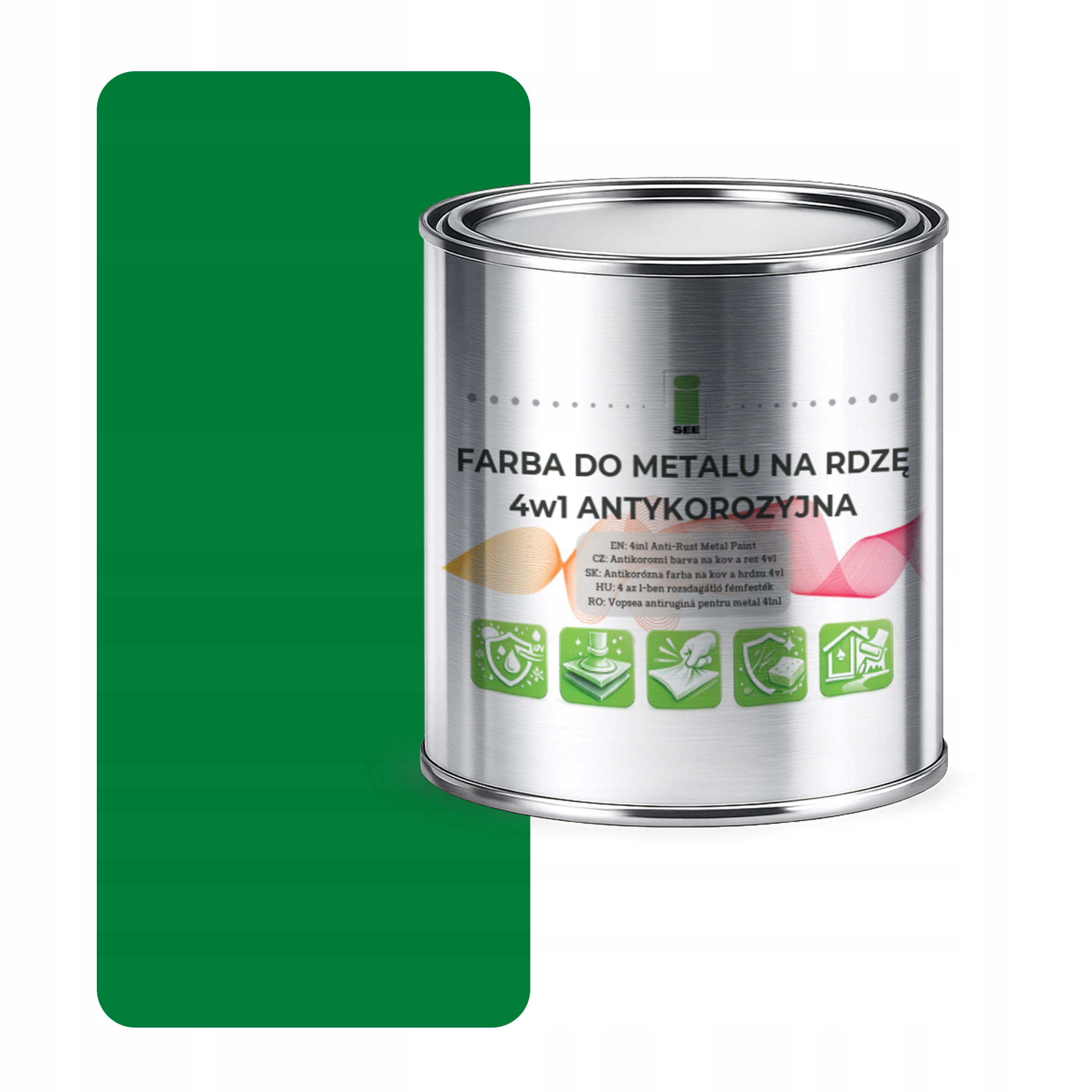 Peinture antirouille 4 en 1 verte RAL6010 I SEE pour acier galvanisé et ...
