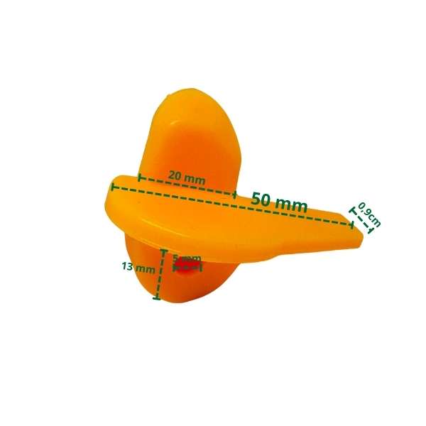 Cache en plastique pour pied de montage type AW – dimensions : longueur 50 mm, largeur 20 mm, épaisseur 0,9 cm, hauteur 13 mm, diamètre du trou de fixation 5 mm