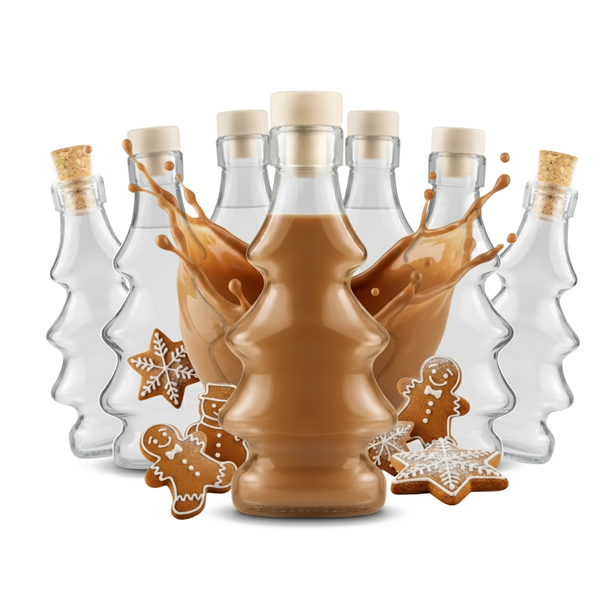 Botella de vidrio con árbol de Navidad 3D - Vista de cerca