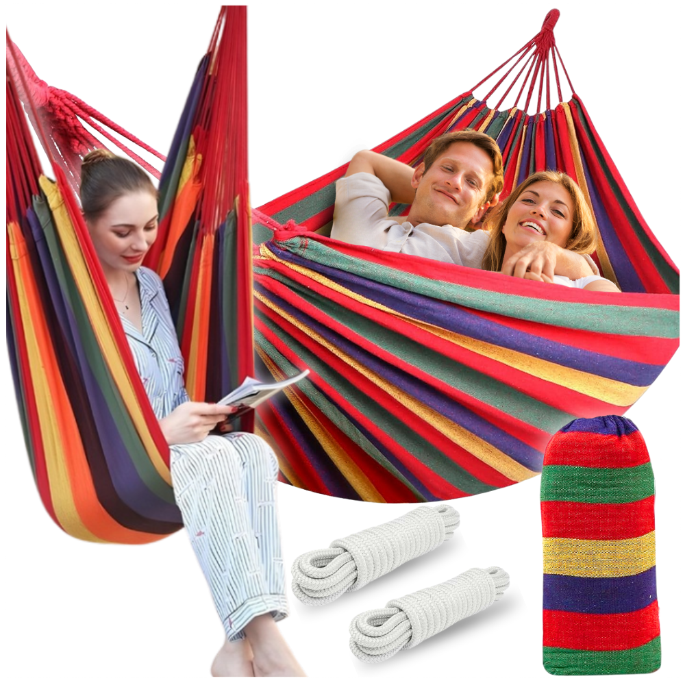 Hamac double - Marque - 200cm x 150cm - Confortable - Utilisation intérieure/extérieure - Jardin