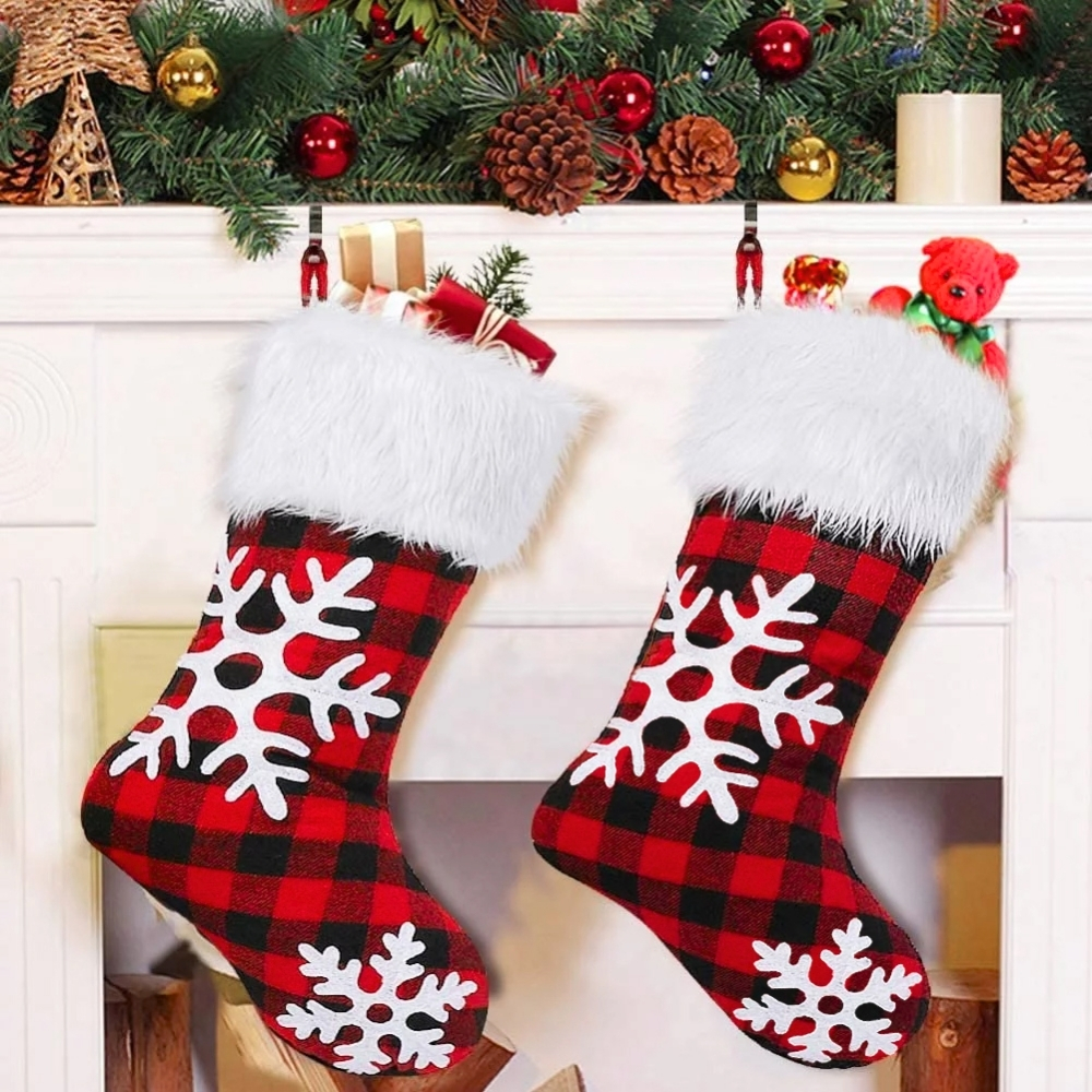 Calza di Natale, borsa regalo da appendere a Babbo Natale, decorazione natalizia per caminetto, albero di caramelle, calze natalizie