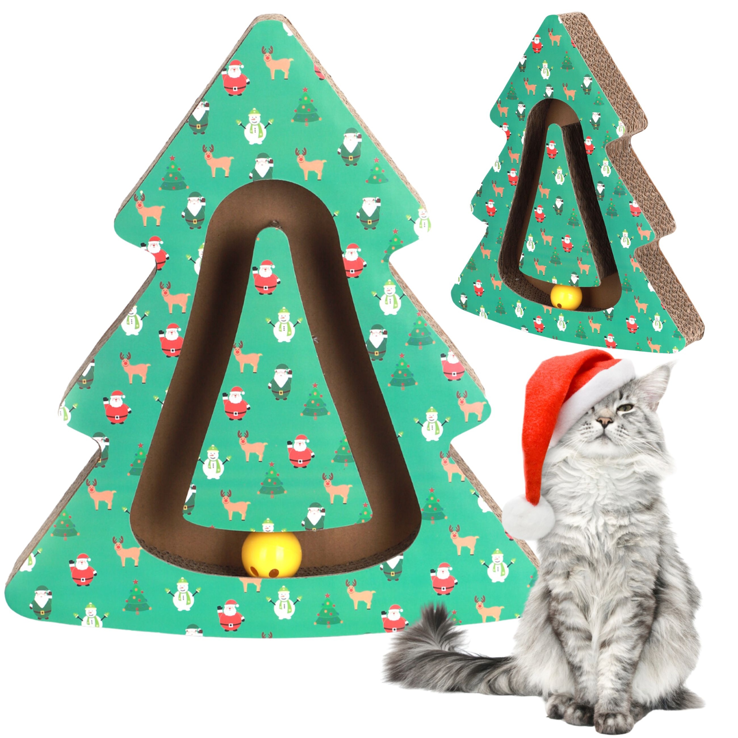 Weihnachtskratzbaum fr Katzen Weihnachten Weihnachtsbaum aus Pappe  Katzenminze Ball fr Weihnachten