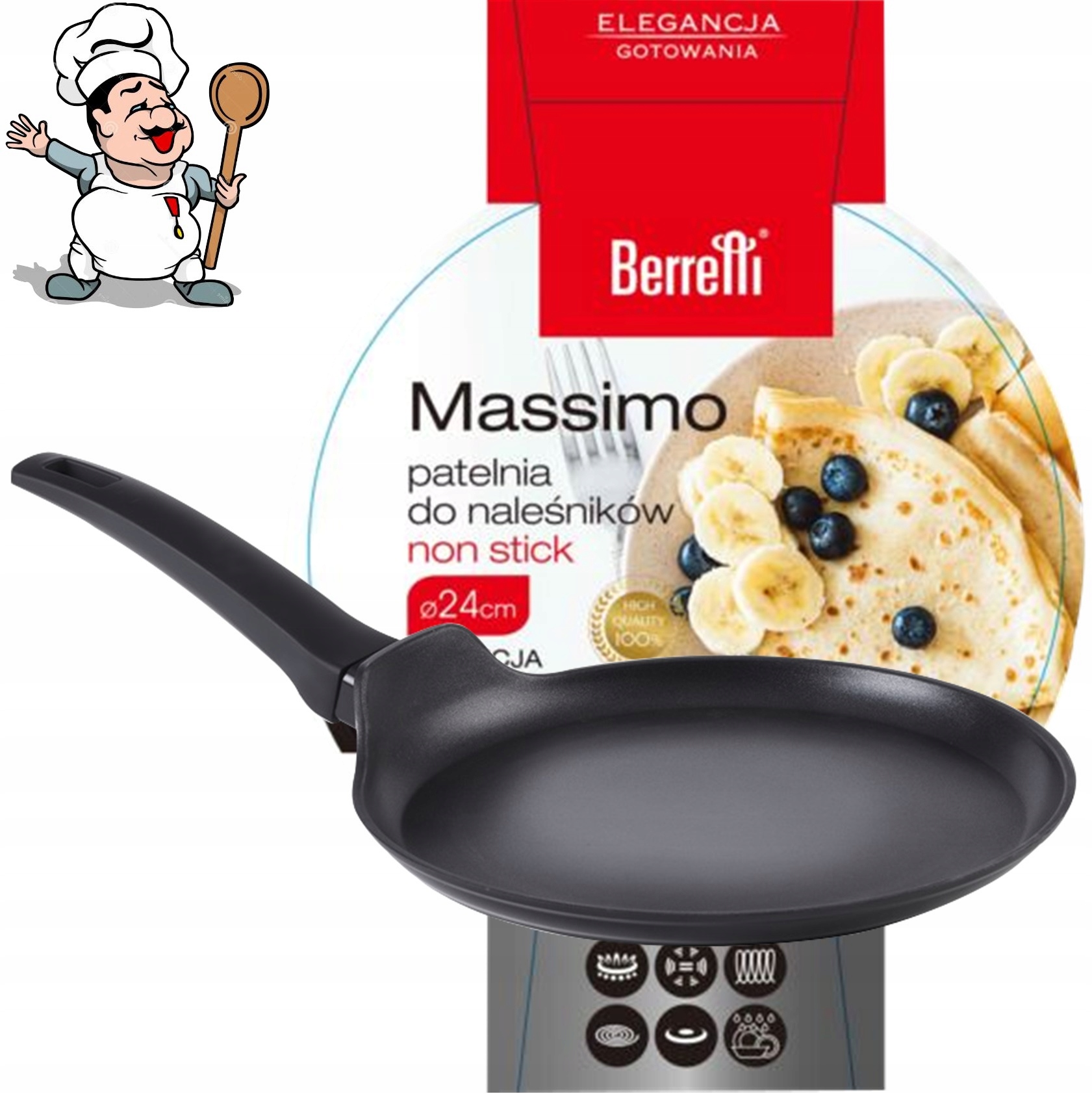 Padella Per Pancake In Ceramica Granito 24 Cm | Antiaderente Senza BPA | Adatta A Induzione | Manico Soft Touch - 5