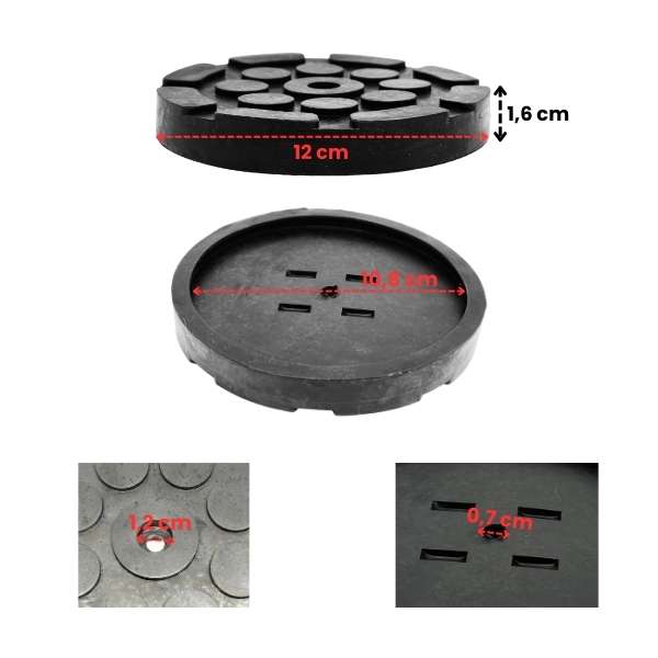 12cm Hebegummi mit einem Loch - Elementabmessungen