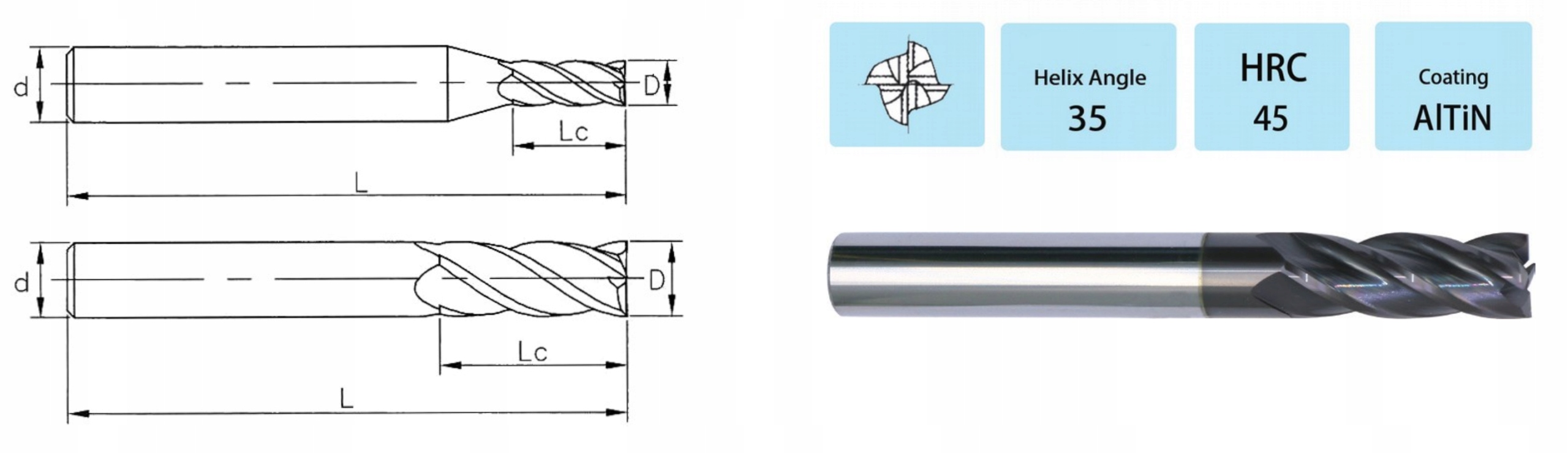 Vollhartmetall-Fräser 4 Nuten – CNC Schaftfräser Für Metallbearbeitung, 10 Mm, Härte HRC63-66, Für Stahl, Alu & Holz