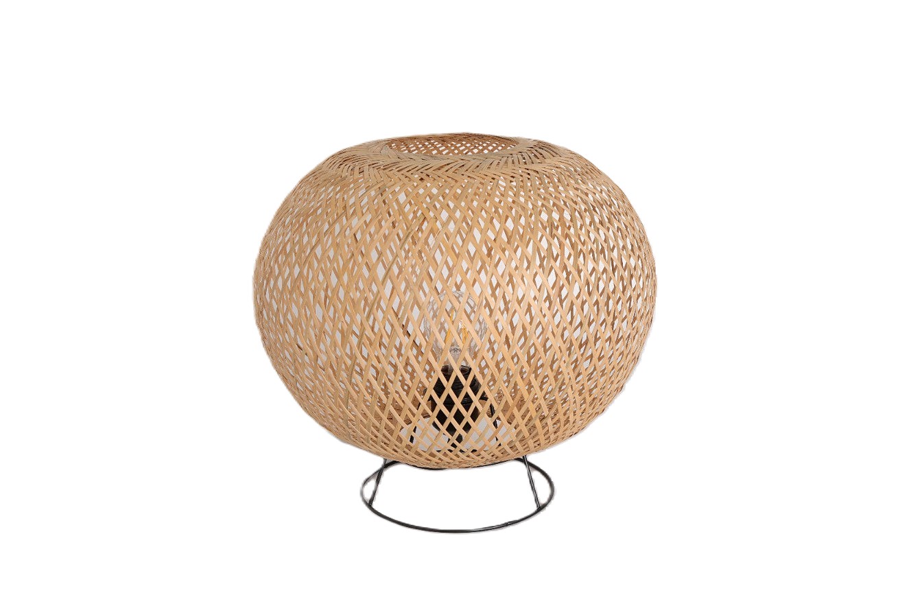 Lampe de table bohème avec abat-jour en bambou