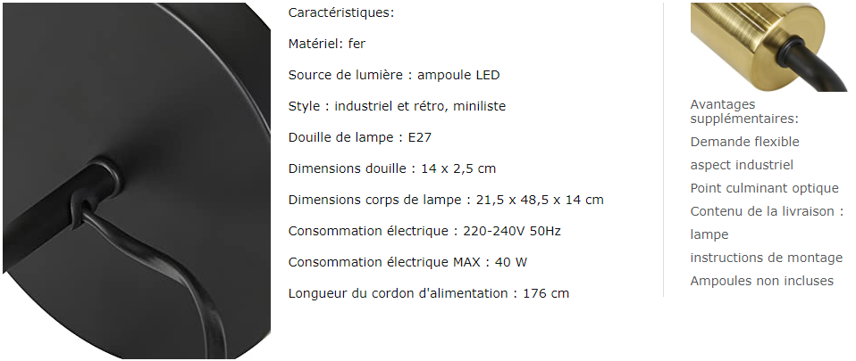 Lampe de table vintage ZMH