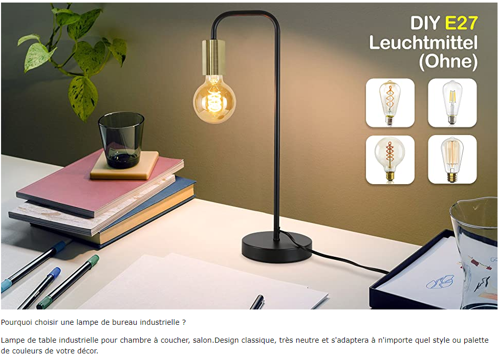 Lampe de table vintage ZMH