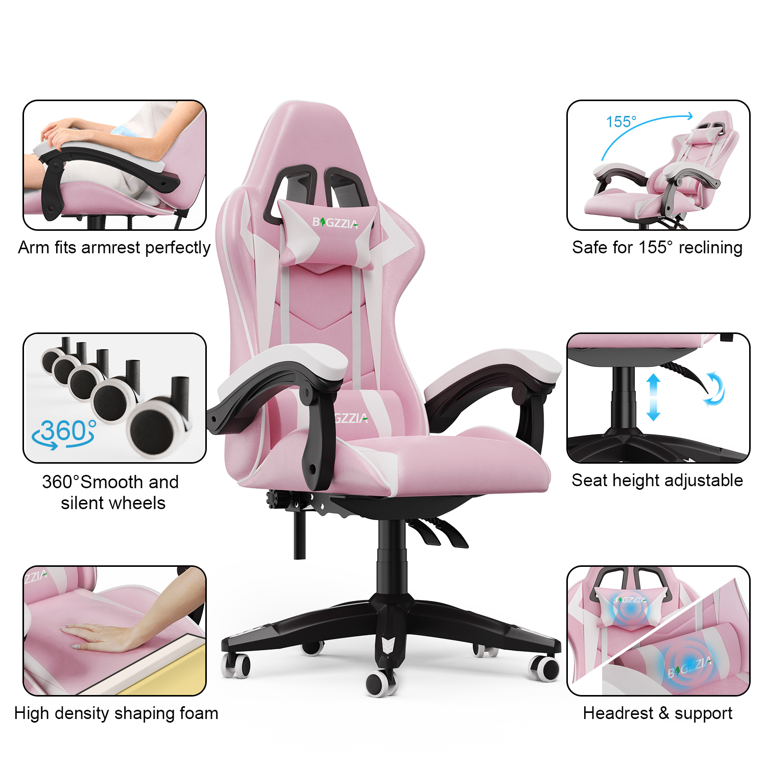 Bigzzia Gaming Chair Office Chair Desk Chair Swivel Heavy Duty Chair Ergonomic Design with