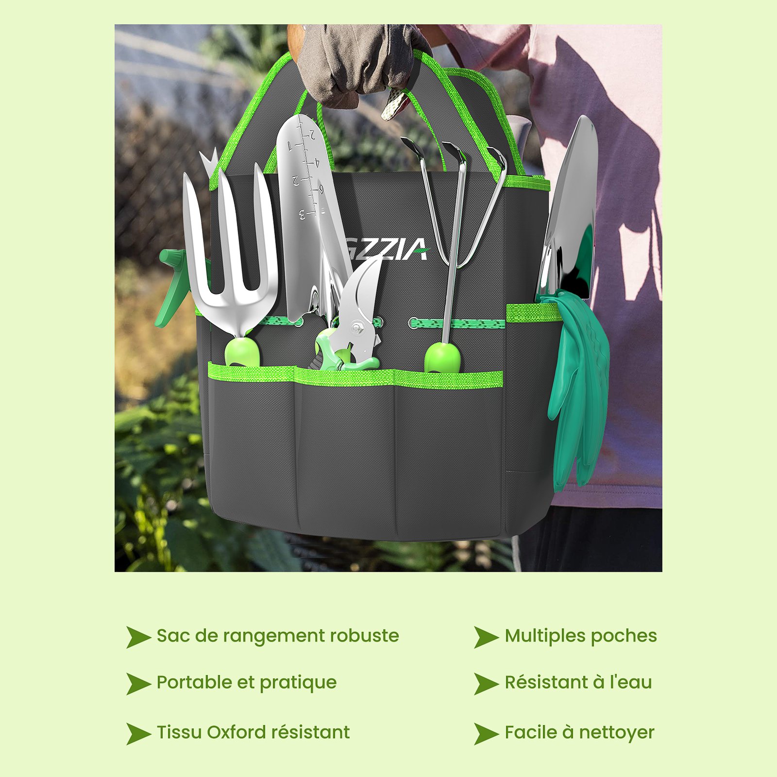 Ensemble D'outils De Jardin - BIGZZIA 9 Pièces Kit Outils De Jardinage En Acier Inoxydable Lourd Avec Sac De Transport - Pour Les Amoureux Du Jardin - Vert -Terre Tendre Soldes Boutique AAHKMJXYDAFdJAOAIMEbOAchKbWM8PW1iN0IfIS oeELzbJJvFS bTzNG lWt5C6