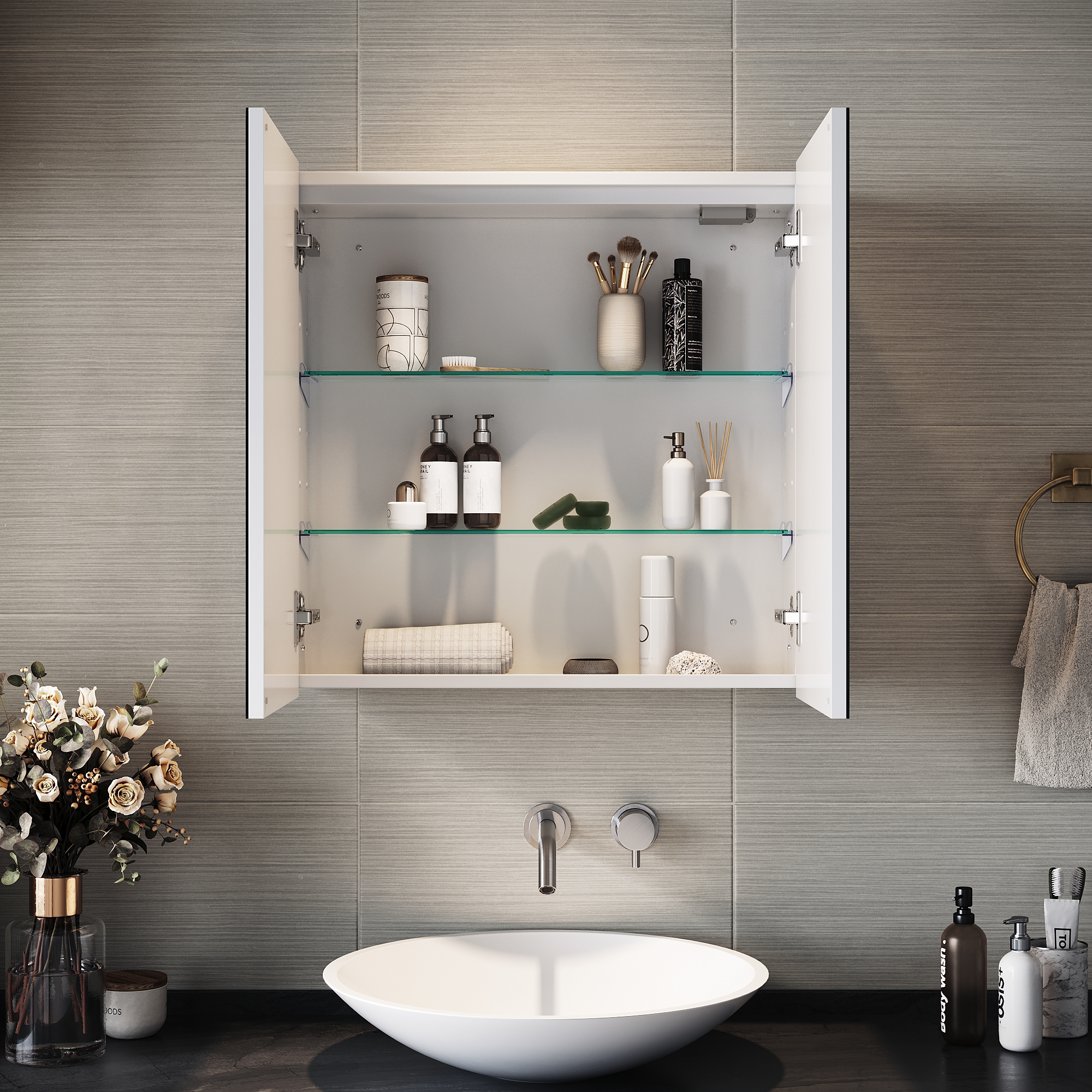 Specchio Da Bagno LED SIRHONA Con Antiappannamento – Rettangolare 70x50 Cm – Luci A 3 Temperature E Dimmerabile