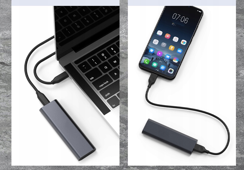 Adapter SSD bay m.2 USB-C enclosure m2 sata Zenwire - Foto Nr. 5