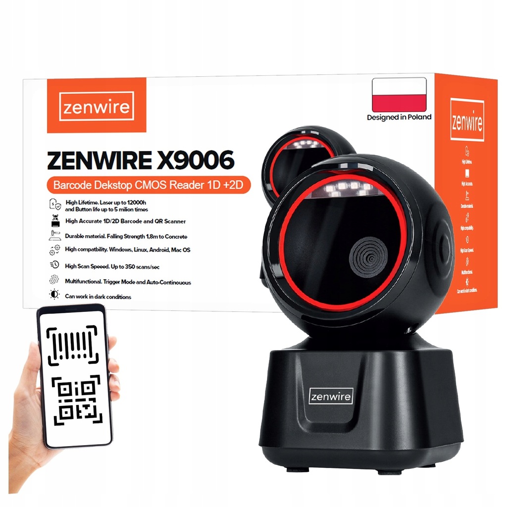 Lector de códigos de barras Escáner QR 1D 2D USB con cable Estación EAN GS1