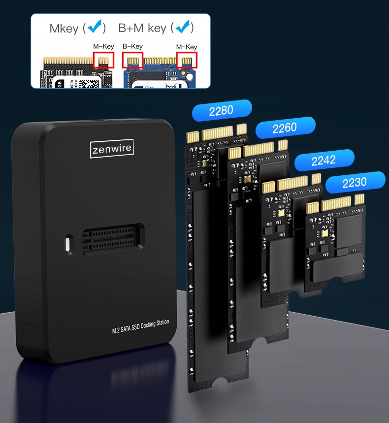 M2 nvme PCIe/sata ngff SSD Adapter-Laufwerksschacht M.2 USB-C 10 GB/s Gehäuse Zenwire - Foto Nr. 2