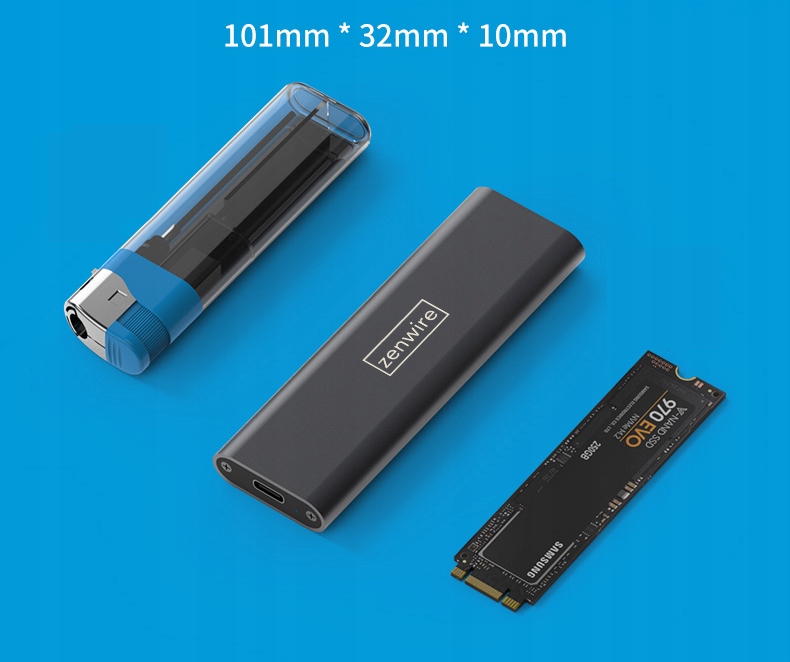 Adapter SSD-Einschub m.2 USB-C Gehäuse m.2 SATA Zenwire - Foto Nr. 7