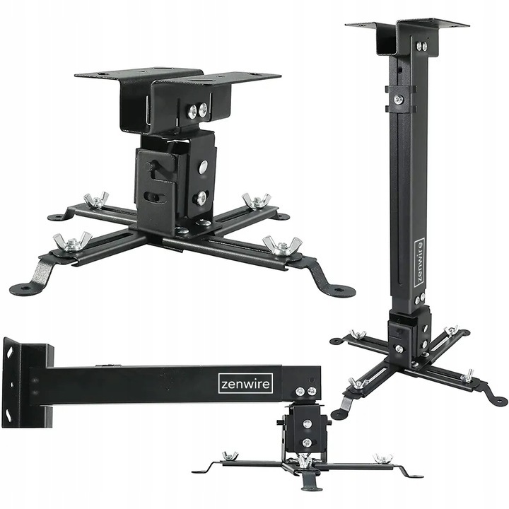 Staffa per proiettore Zenwire nera 4 in 1 per soffitto e parete fino a 25 kg - Foto n. 3