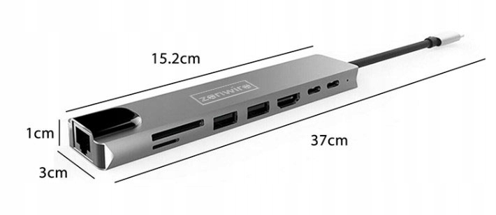 ADATTATORE HUB 9 in 1 USB-C HDMI RJ45 Fast Ethernet SD per Macbook Air Pro M1 M2 M3 Zenwire - Foto n. 10