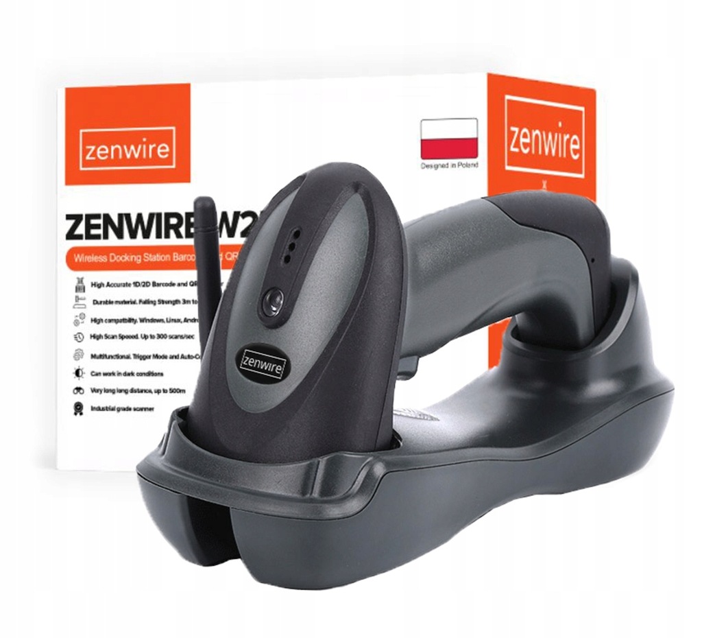 Scanner di codici a barre wireless 1D EAN Zenwire W903 con stazione di ricarica USB - foto 1