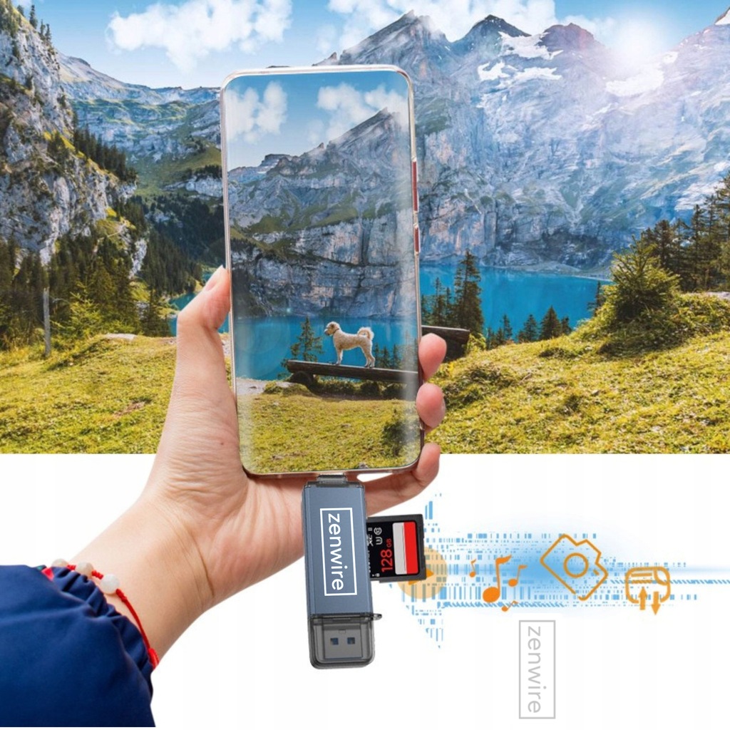 Lettore di schede di memoria SD USB 3.0 USB-C Adattatore 4 in 1 SD + MICRO SD TF 5 Gb/s fino a 2 TB - Foto n. 2
