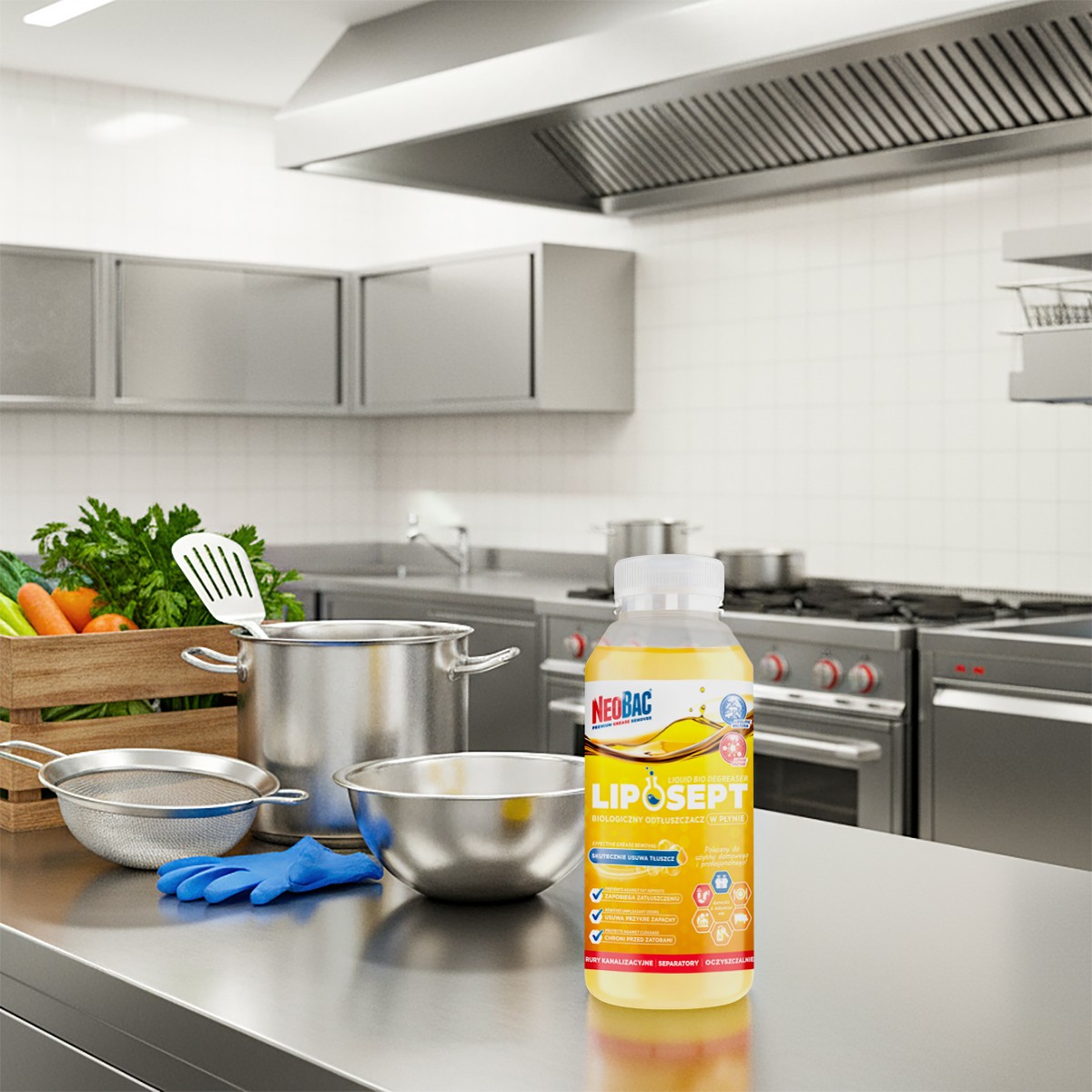 Desengrasado de instalaciones de cocina - LIPOSEPT desengrasante líquido biológico