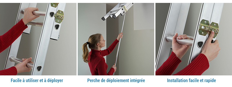 Echelle de grenier escamotable 3x4 échelons en aluminium HobbyStep Hailo