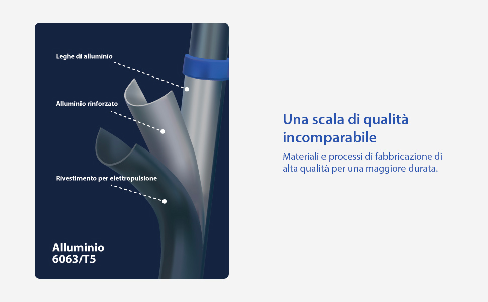 Scala telescopica articolata in alluminio 5 m (2,5 + 2,5) Stempakt Hostrom, leggera, compatta e pieghevole, altezza di lavoro massima 5,9m, carico massimo 150 kg, garanzia di 5 anni