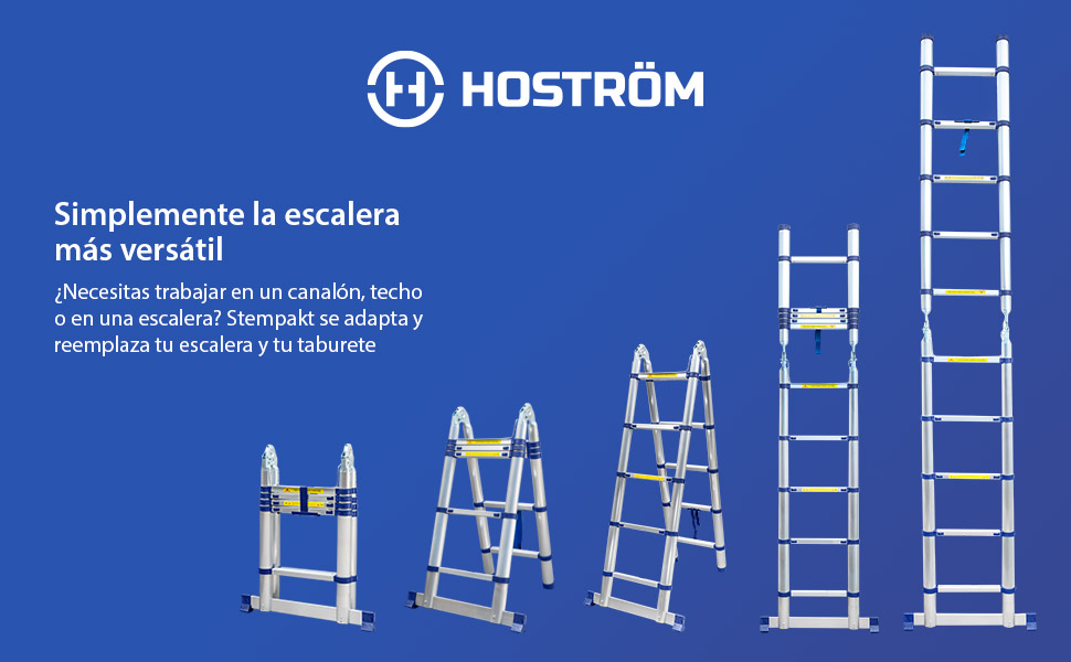 Escalera telescópica articulada de aluminio 3,2 m (1,6 + 1,6) Stempakt Hostrom