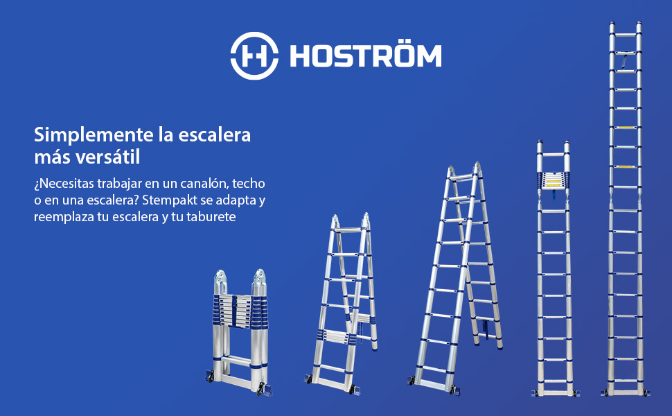 Escalera telescópica articulada de aluminio 5,6m (2,8 + 2,8) Stempakt Hostrom
