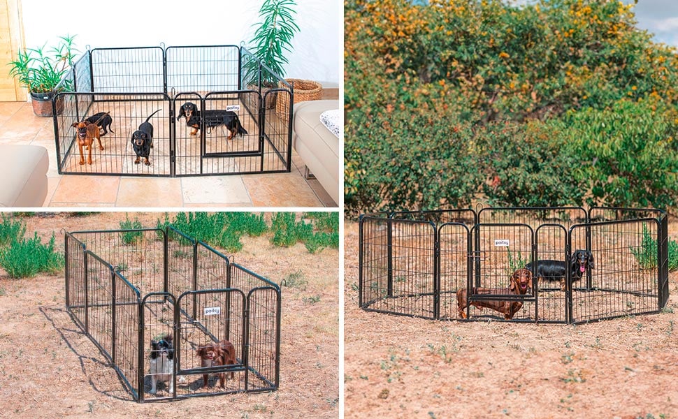 Parque para perros, cachorros y conejos GARDEO80x60x8, 8 paneles de  80X60cm, 2,56M2, modular, para interior