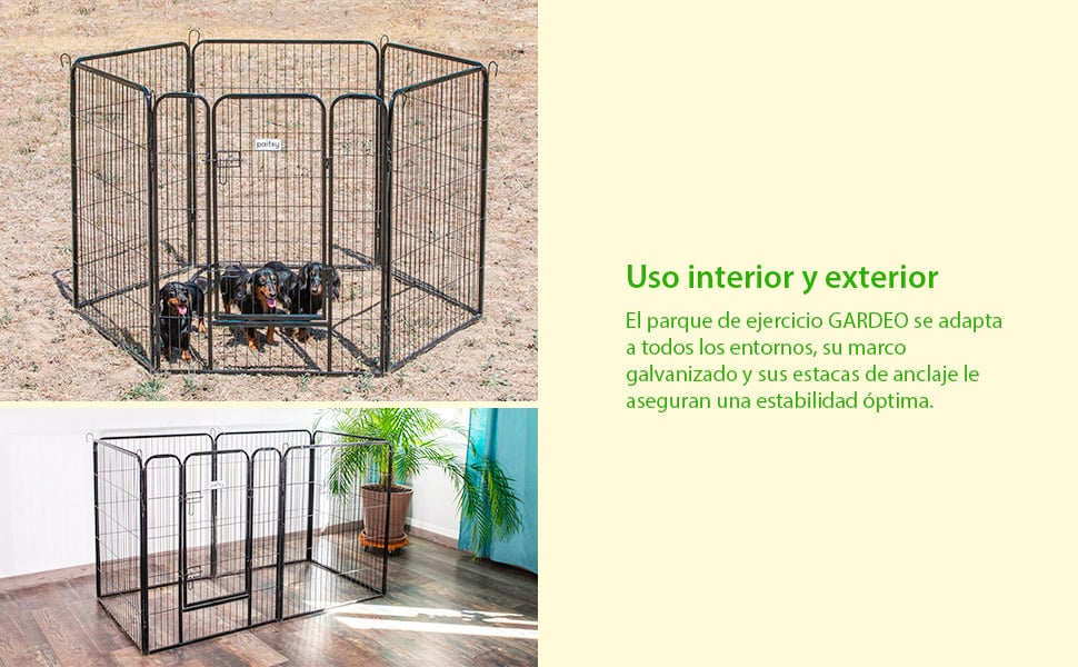 Parque para perros, cachorros y conejos GARDEO80x60x8, 8 paneles de  80X60cm, 2,56M2, modular, para interior