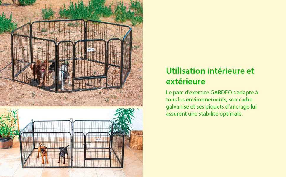 Parc Enclos pour chien chiot et lapin GARDEO80x100x6, 6 panneaux 80X100cm,  1,28M2, modulable, intérieur et