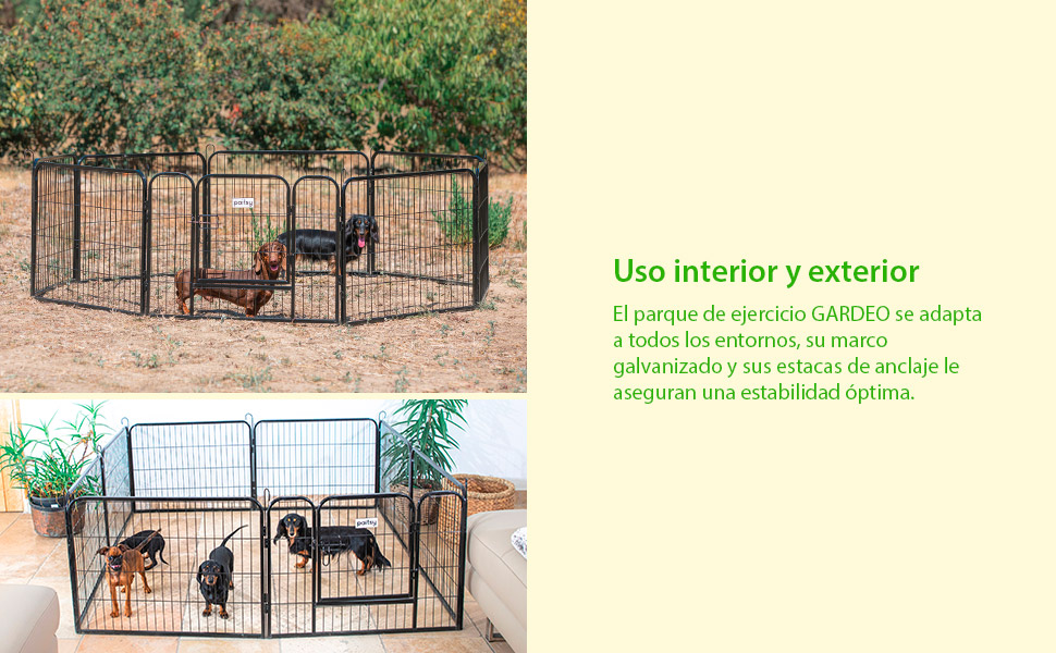 Parque para perros, cachorros y conejos GARDEO80x60x8, 8 paneles de  80X60cm, 2,56M2, modular, para interior