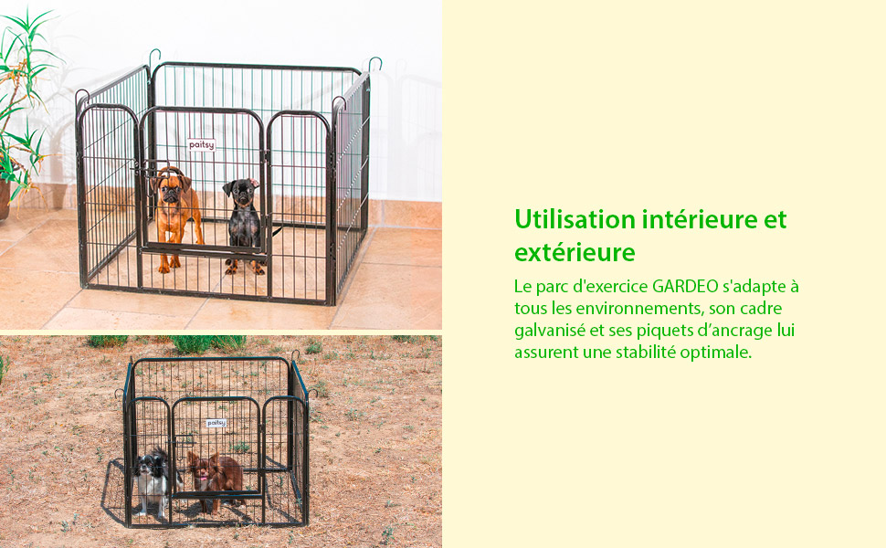 Parc Enclos pour chien chiot et lapin GARDEO80x60x4, 4 panneaux 80X60cm,  0,64M2, modulable, intérieur et