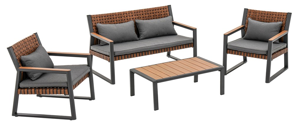 Raumhirsch Salon de jardin 6 personnes aluminium / polyester Coussins inclus gris – vue principale