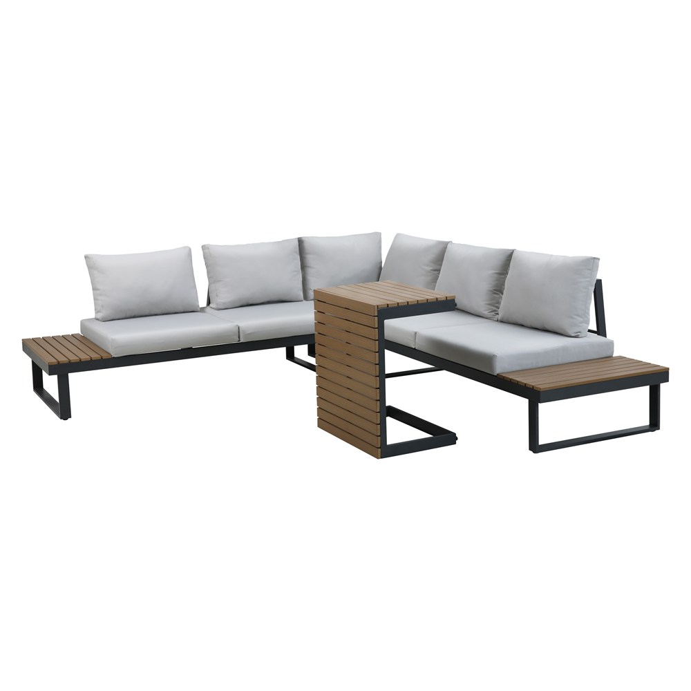 Raumhirsch Salon de jardin aluminium / polyester Coussins inclus Protection UV gris – détail 2