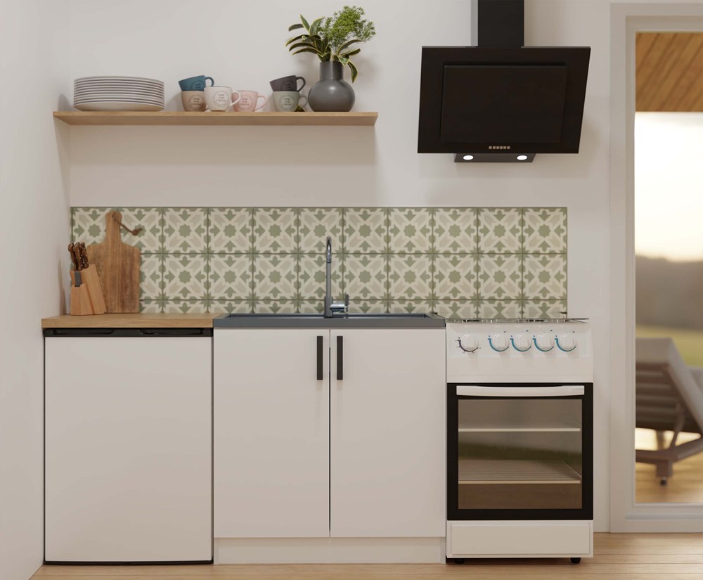 Raumhirsch – Küchenunterschrank – 80 cm – Schwarz / Weiß – mit Arbeitsplatte – 2 Türen – Detailansicht 1