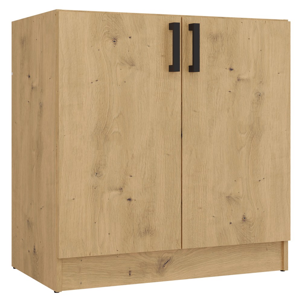 Raumhirsch – Küchenunterschrank – 80 cm – Schwarz / Weiß – mit Arbeitsplatte – 2 Türen – Hauptansicht
