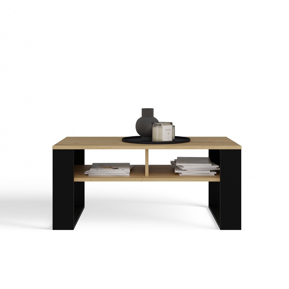 Raumhirsch Table basse 90x50x58 cm Avec rangement slim artisan / noir – détail 2