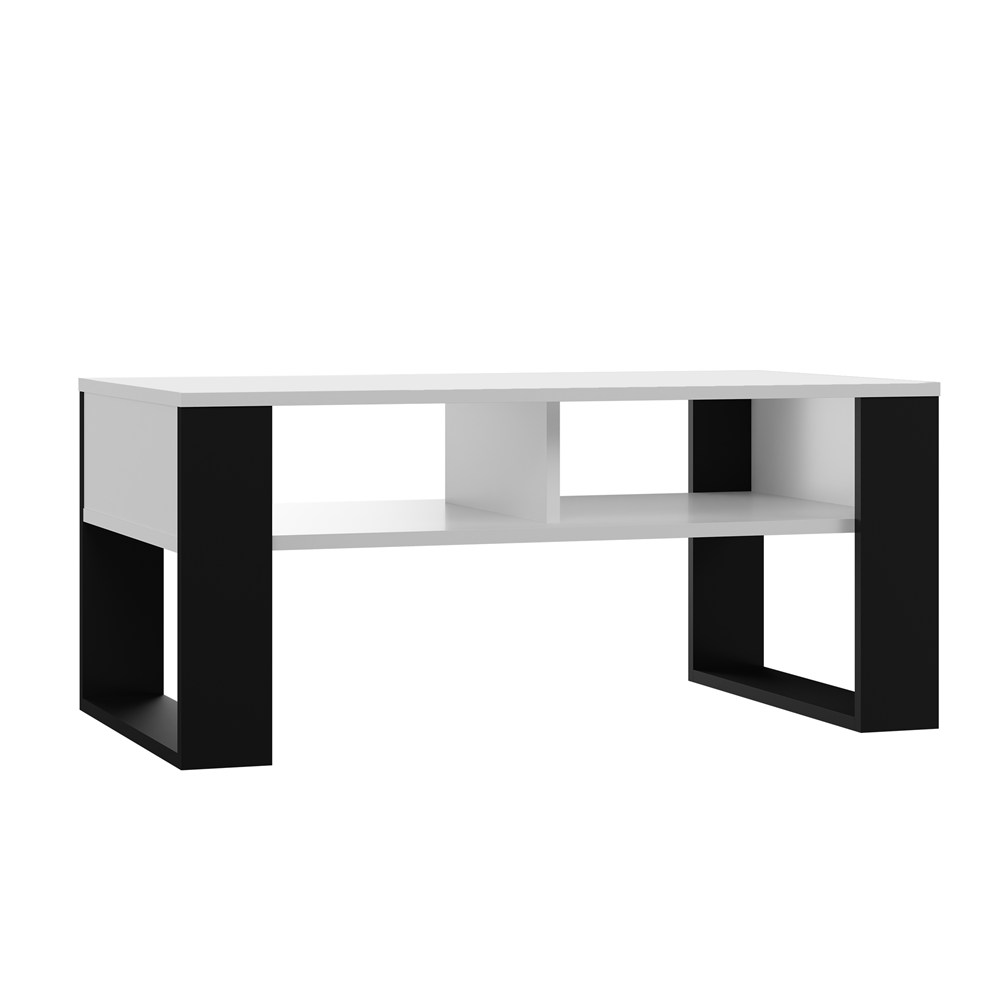 Raumhirsch Table basse 90x50x58 cm Avec rangement blanc / noir – vue principale