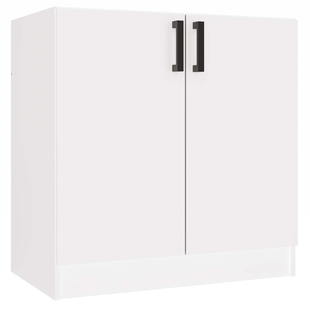 Raumhirsch – Küchenunterschrank – 80 cm – Schwarz / Weiß – mit Arbeitsplatte – 2 Türen – Hauptansicht